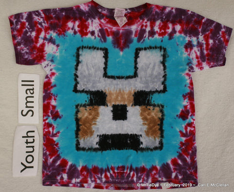 Youth Small Tie-Dye Minecraft Wolf Tee