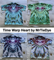 Adult Large Time Warp Heart ~ Inclined Ice-Dyed Tee