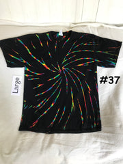 Large Midnight Crystal Rainbows Tie-Dye Spiral tee #37