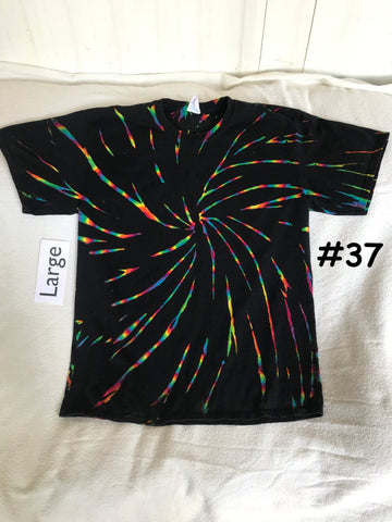 Large Midnight Crystal Rainbows Tie-Dye Spiral tee #37