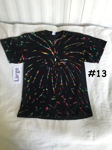 Large Midnight Crystal Rainbows Tie-Dye tee Spider Design #13