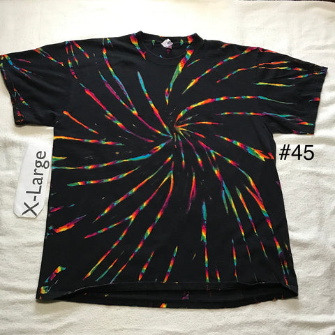 XL Midnight Crystal Rainbows Tie-Dye Spiral tee #45
