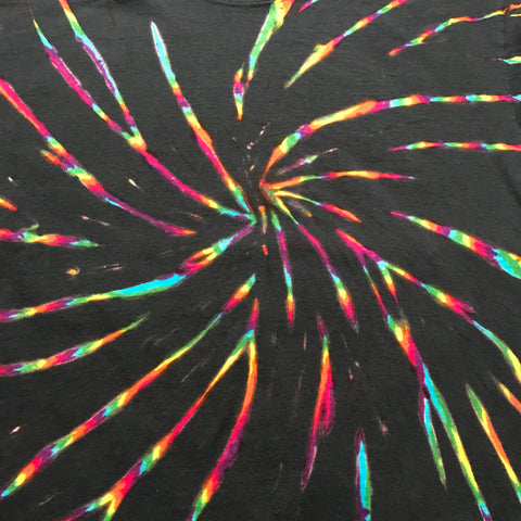 XL Midnight Crystal Rainbows Tie-Dye Spiral tee #45