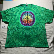 2X Tie-Dye Rainbow Brain Tee in Greens