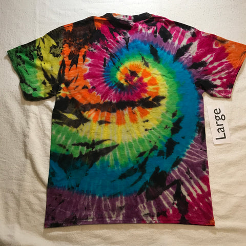 Adult Large Discharged Rainbow Spiral 'Teach Peace' Tee ✌️#2