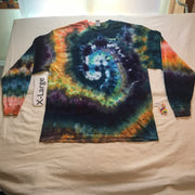 Adult XL Intentionally Random Scrunched & Spiral Ice-Dye Long Sleeve Tee