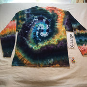 Adult XL Intentionally Random Scrunched & Spiral Ice-Dye Long Sleeve Tee