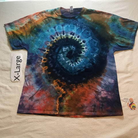 Adult XL Intentionally Random Time-Warp Spiral Ice-Dye Tee