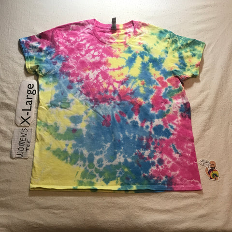 Womens XL Tie-Dye Pastel Scrunch tee #1