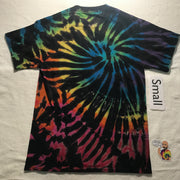 Adult Small Discharged & Dyed Midnight Rainbows Tie-Dye Tee