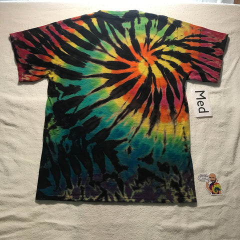 Adult Medium Discharged & Dyed Midnight Rainbows Tie-Dye Tee