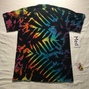 Adult Medium Discharged & Dyed Midnight ZigZag Rainbows Tie-Dye Tee