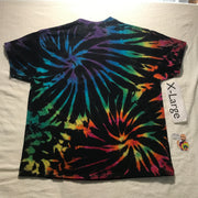 XL Discharged & Dyed Midnight Spiral Rainbows Tie-Dye Tee