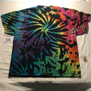 3X Discharged & Dyed Midnight Spiral Scrunch Rainbows Tie-Dye Tee