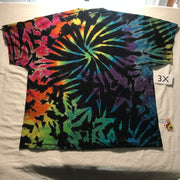 3X Discharged & Dyed Midnight Spiral Scrunch Rainbows Tie-Dye Tee