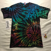 Adult Small Rainbow 'Midnight Glow' Spiral Discharged & Tie-Dye Tee