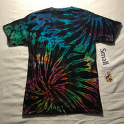 Adult Small Rainbow 'Midnight Glow' Spiral Discharged & Tie-Dye Tee