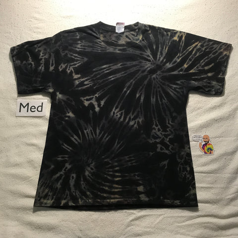 Adult Medium Monochrome 'Midnight Glow' Spiral Discharged & Tie-Dye Tee