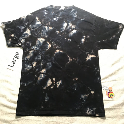 Adult Large Monochrome 'Midnight Glow' RonStar Discharged & Tie-Dye Tee