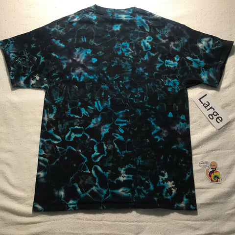 Adult Large Turquoise 'Midnight Glow' Scrunch Discharged & Tie-Dye Tee