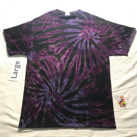 Adult Large Purple 'Midnight Glow' Spiral Discharged & Tie-Dye Tee