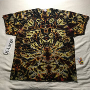 XL 'Midnight Glow' in Fire Colors Scrunched Discharged & Tie-Dye Tee