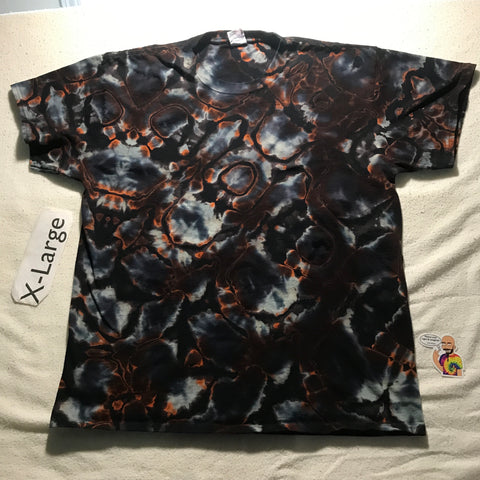 XL Orange 'Midnight Glow' RonStar Discharged & Tie-Dye Tee