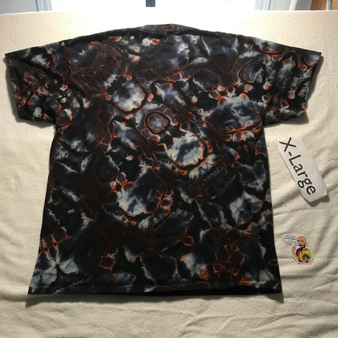 XL Orange 'Midnight Glow' RonStar Discharged & Tie-Dye Tee