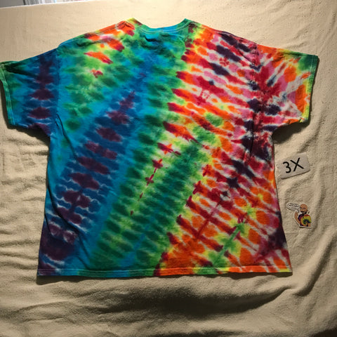 3X Pleated Rainbow Tie-Dye Pleated Tee