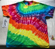Adult Large Rainbow Tie-Dye Candy Cane Spiral tee