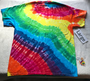 Adult Large Rainbow Tie-Dye Candy Cane Spiral tee