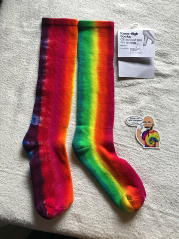Tie-Dyed Rainbow Lines Knee-High Socks