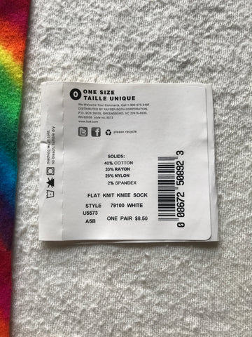 Tie-Dyed Rainbow Candy Cane Spiral Knee Sock