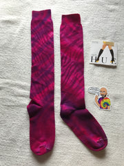 Tie-Dyed Fuchsia & Purple Knee Socks