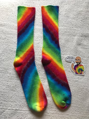 Tie-Dyed Rainbow Candy Cane Spiral  Bamboo Socks sz 9-11