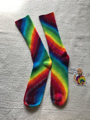 Tie-Dyed Rainbow Candy Cane Spiral  Bamboo Socks sz 9-11