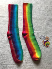 Tie-Dyed Rainbow Lines Bamboo Socks sz 9-11