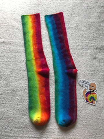 Tie-Dyed Rainbow Lines Bamboo Socks sz 9-11