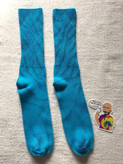 Tie-Dyed Turquoise & Blue Bird Bamboo Socks sz 9-11