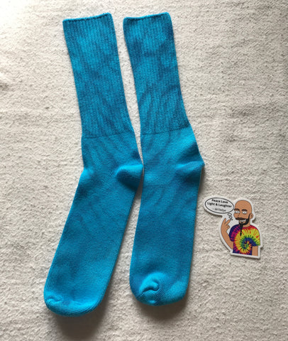 Tie-Dyed Turquoise & Blue Bird Bamboo Socks sz 9-11