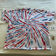 2X Tie-Dye Spiral/Spiderweb Red White & Blue tee