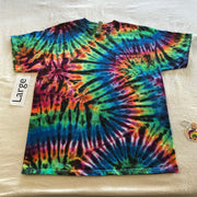 Adult Large Wandering Midnight Rainbow Tie-Dye Pocket Tee ~ Donated
