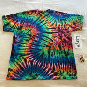 Adult Large Wandering Midnight Rainbow Tie-Dye Pocket Tee ~ Donated