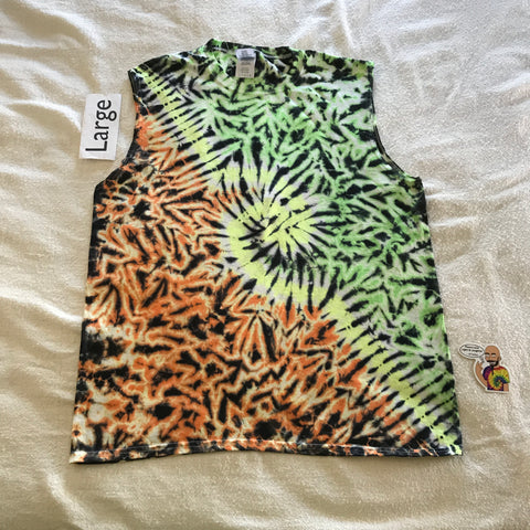 Midnight UV-Glow Tie-Dye Large Scrunch with Spiral/Hook Muscle Tee