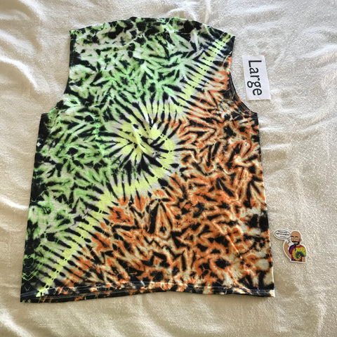 Midnight UV-Glow Tie-Dye Large Scrunch with Spiral/Hook Muscle Tee