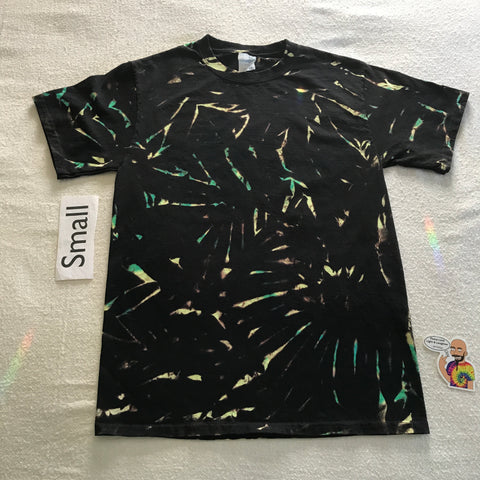 Discharged MidNight UV-Glow Tie-Dye Adult Small Scrunch Tee
