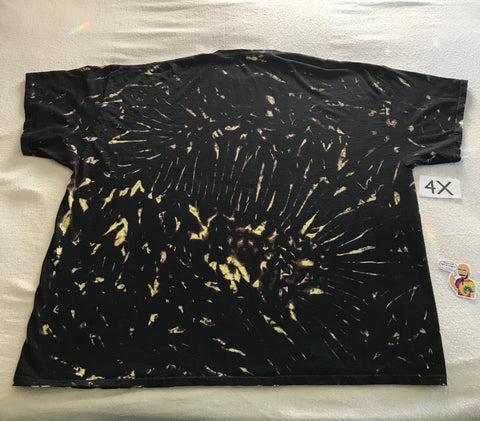 Discharged MidNight UV-Glow 4X Tie-Dye Pleated Scrunch Tee
