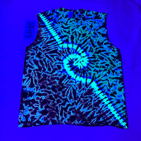 Midnight UV-Glow Tie-Dye Large Scrunch with Spiral/Hook Muscle Tee