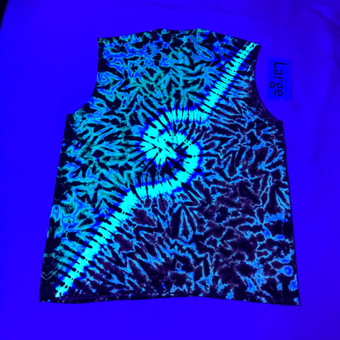 Midnight UV-Glow Tie-Dye Large Scrunch with Spiral/Hook Muscle Tee