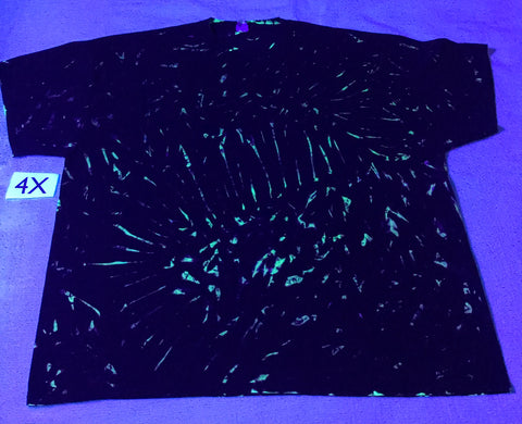 Discharged MidNight UV-Glow 4X Tie-Dye Pleated Scrunch Tee